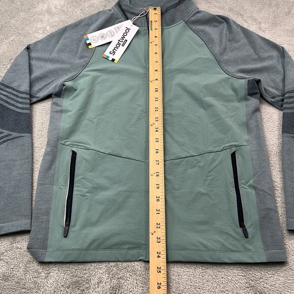 NEW Smartwool S Men's Intraknit Active Full Zip Merino‎ Wool Green Lead Sweater - Picture 4 of 11